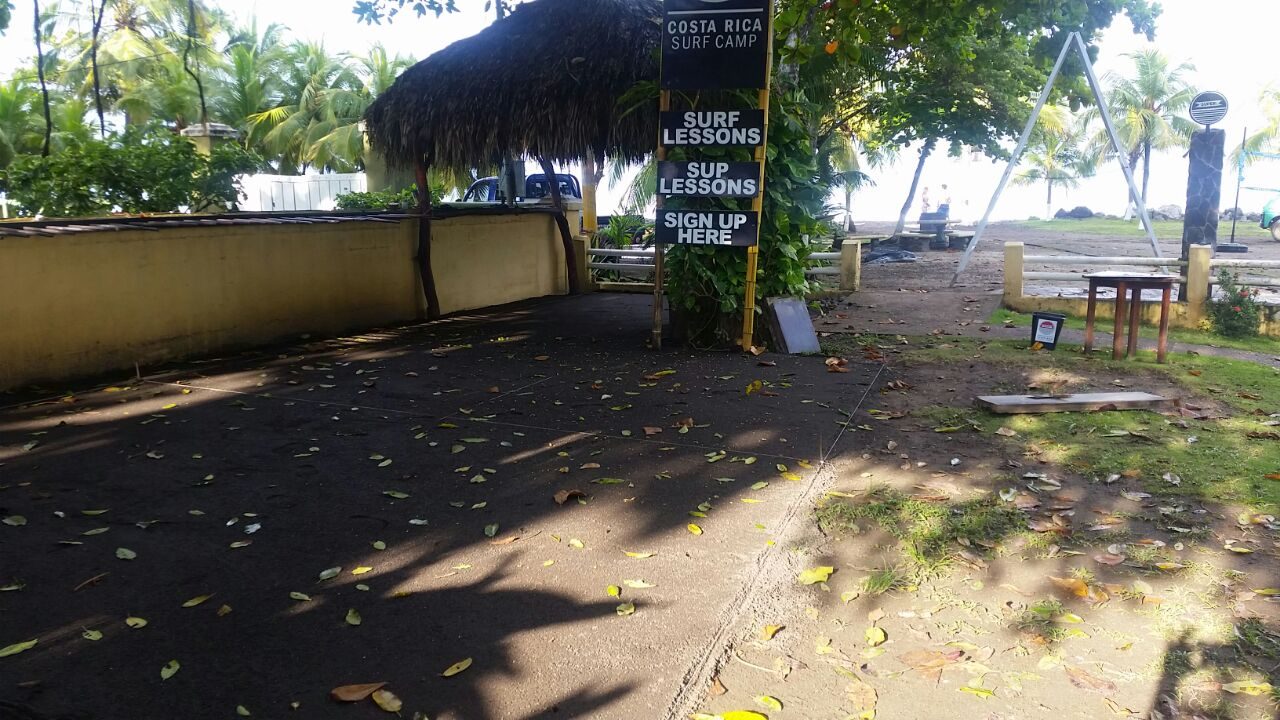 Piso de baldosa Madera Grande en un bar de playa, bajo techo de palma