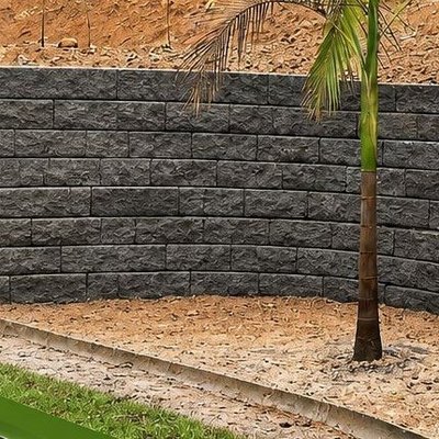 Muro de retención curvo con bloques Deco Rock