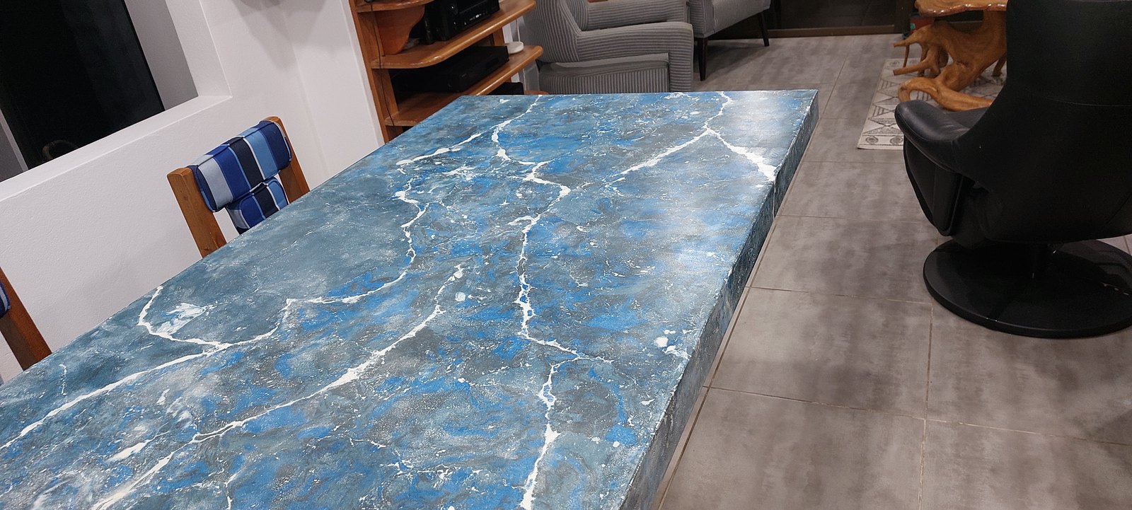 Sobre de cocina en concreto Azul Lapislázuli